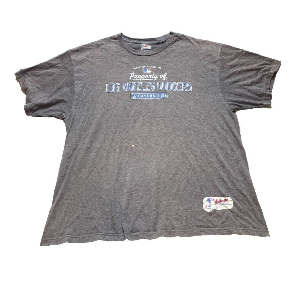 Los Angeles Dodgers Shirt Adult‎ 2XL Gray MLB Baseball Majestic Sportswear Mens